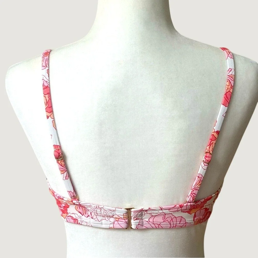 Shade & Shore Underwire Bikini Swim Top Womens 34D Pink Floral Stretchy NWT - Picture 7 of 11